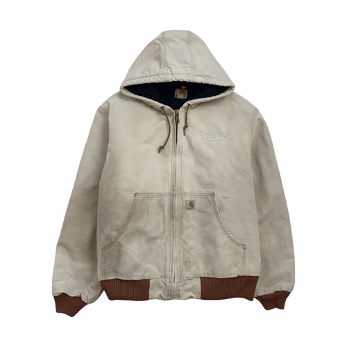 Vintage 90s Carhartt Insulated Hooded Jacket Beige | Vintage Clothing Store Canada