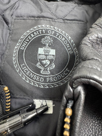Vintage U of T Engineering Leather Varsity Jacket Black