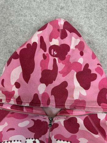 BAPE APEE ABC Camo Jewel Logo Full Zip Hoodie Pink (USED)