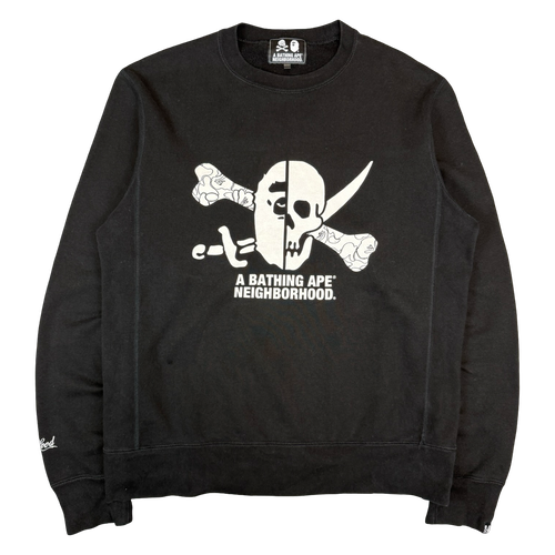 BAPE x Neighborhood Ape Skull Crewneck Black (USED) | Vintage Clothing Store Canada