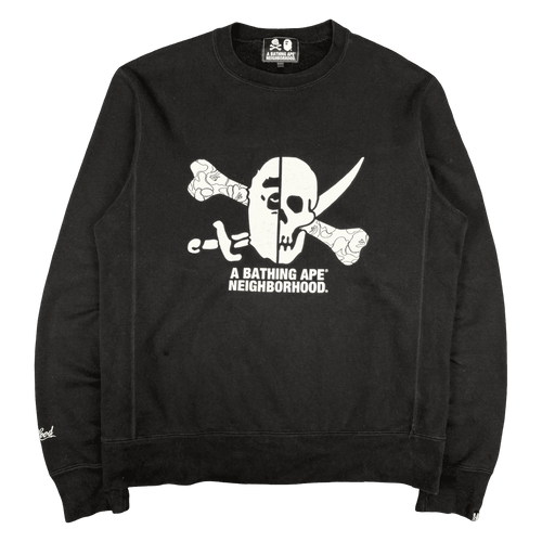 BAPE x Neighborhood Ape Skull Crewneck Black (USED) | Vintage Clothing Store Canada