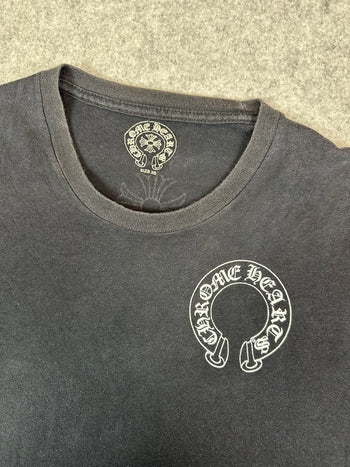 Women's Chrome Hearts Vertical Crosses Horse Shoe Tee Black