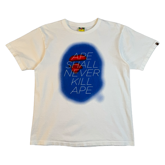 BAPE Ape Shall Never Kill Ape Spray Tee White/Blue