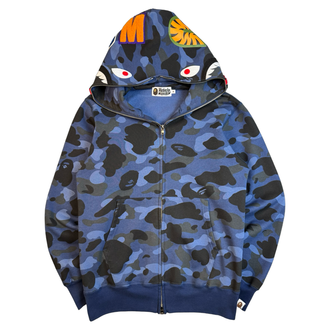 BAPE Shark Camo Full Zip Hoodie Blue (USED)