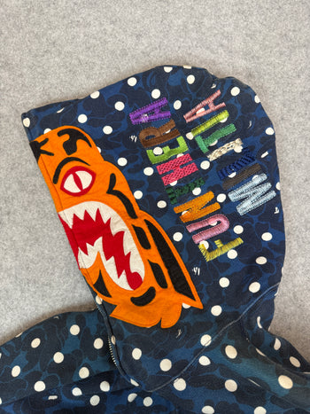 BAPE ABC Camo Polka Dot Shark Full Zip Hoodie Navy (USED)