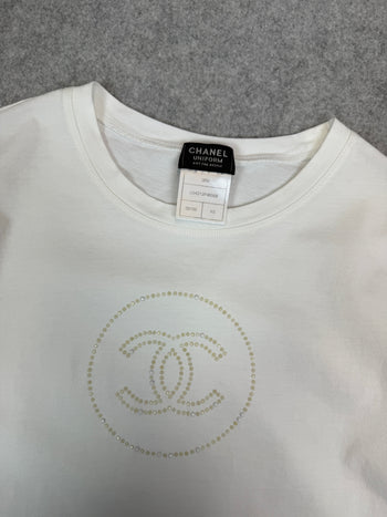 Women’s Chanel Uniform Crystal Double CC Tee White