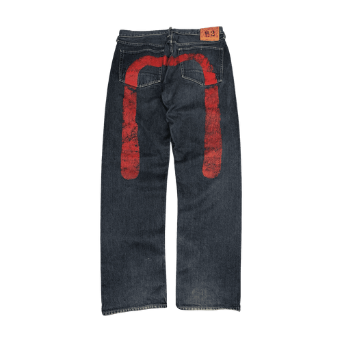 Vintage Evisu Lot 0001 No. 2 Daicock Red Denim Pants | Vintage Clothing Store Canada