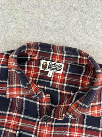 BAPE Shark Flannel Button Up L/S Burgundy (USED)