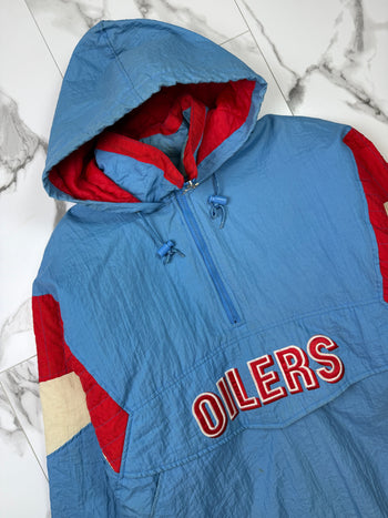 Vintage Houston Oilers Starter Quarter Zip Starter Jacket Sky Blue