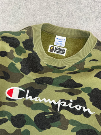 BAPE x Champion Logo Camo Sweatshirt Green (USED)