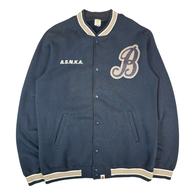 BAPE ASNKA Varsity Jacket Navy Blue (USED)