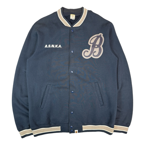 BAPE ASNKA Varsity Jacket Navy Blue (USED) | Vintage Clothing Store Canada
