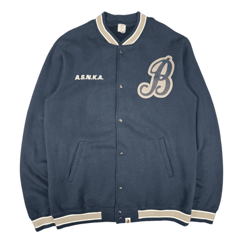 BAPE ASNKA Varsity Jacket Navy Blue (USED) | Vintage Clothing Store Canada
