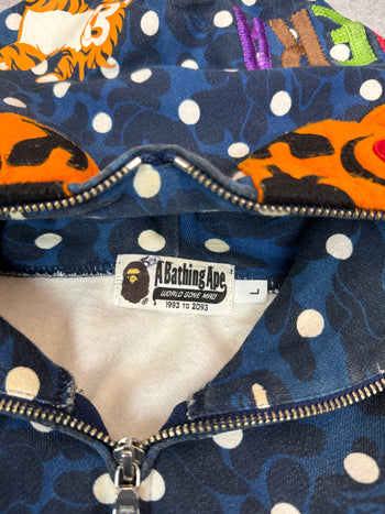 BAPE ABC Camo Polka Dot Shark Full Zip Hoodie Navy (USED)