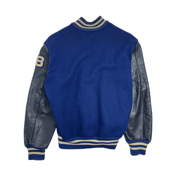 (M) Vintage Button Varsity Jacket Blue