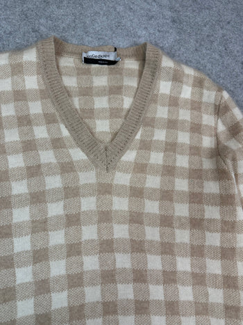 Women's Yves Saint Laurent Cashmere V Neck Knit Tan