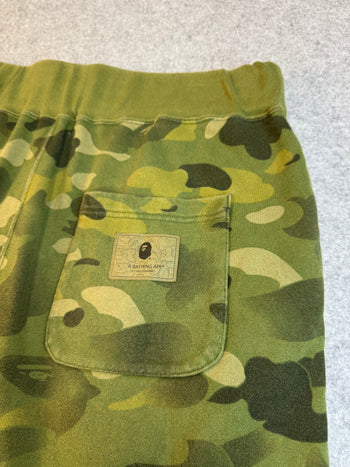 BAPE Spellout Camo Sweatshorts Olive Green (USED)