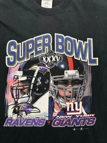 (L) Vintage '01 Super Bowl XXXV Ravens Vs. Giants Tee Black