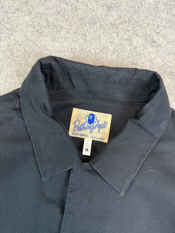 BAPE Stiched Logo Button Up Tee Black (USED)
