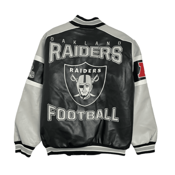 (XXL) Oakland Raiders Leather Football Jacket Black