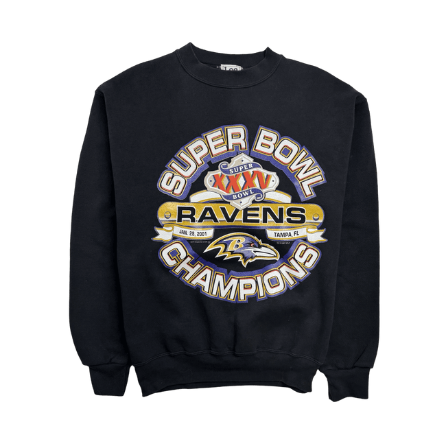 (L) Vintage '01 Super Bowl XXXV Baltimore Ravens Sweatshirt Black