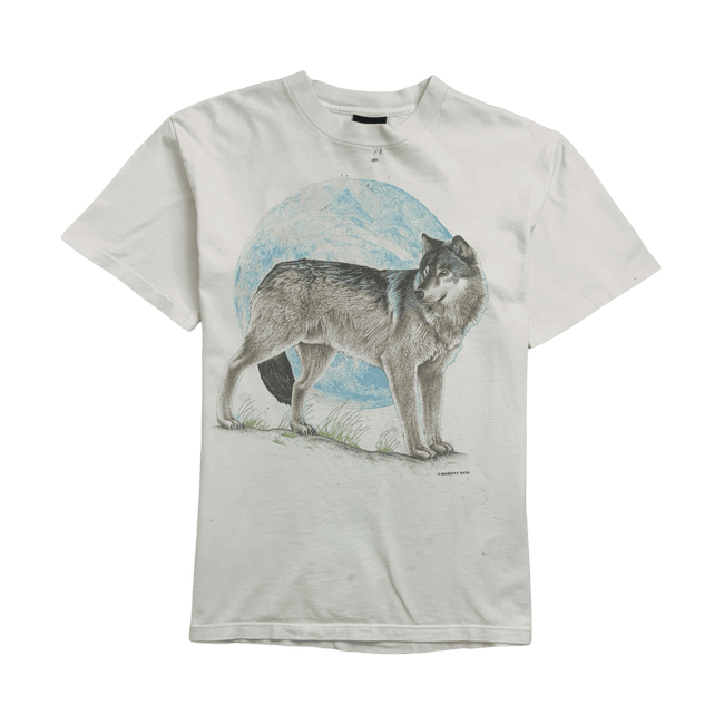 Vintage 90s Nature Wolf Tee White