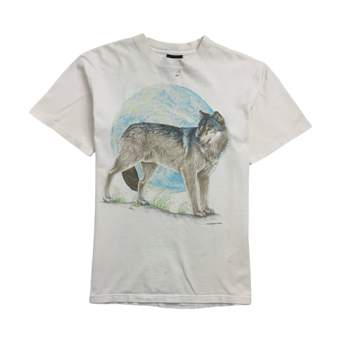 Vintage 90s Nature Wolf Tee White | Vintage Clothing Store Canada