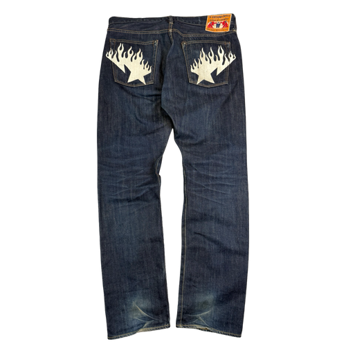 BAPE Apesta Flame Star Denim Jeans (USED) | Vintage Clothing Store Canada