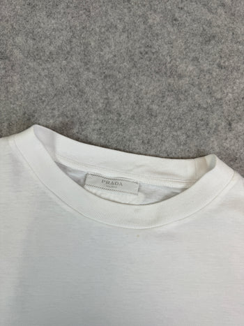 Prada Triangle Blank Logo Crew Tee White (USED)
