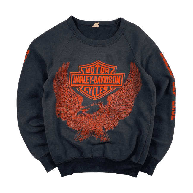 Vintage 80s Harley Davidson Sweatshirt Faded Black