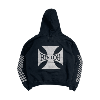 Rhude Classic Checker Cross Hoodie Black (USED)