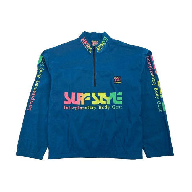 (L) Vintage Surf Style Quarter Zip Windbreaker Jacket