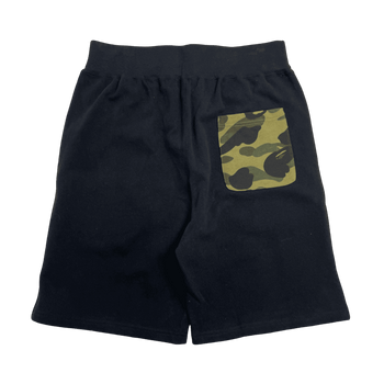 (L) BAPE Shark Camo Pocket Sweat Shorts Black/Green