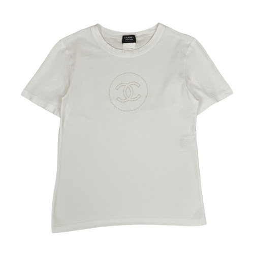 Women’s Chanel Uniform Crystal Double CC Tee White | Vintage Clothing Store Canada