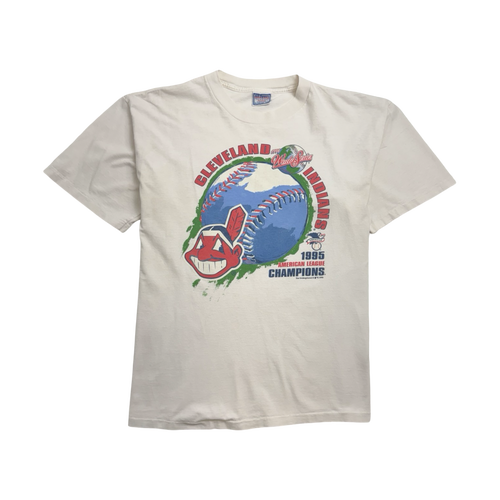 Vintage '95 MLB Cleveland Indians Championship Tee White | Vintage Clothing Store Canada