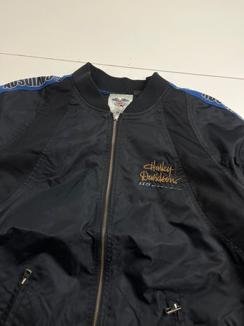 (M) Vintage Harley Davidson Bomber Jacket Black/Blue