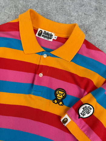 BAPE Baby Milo Striped Polo Tee Multi Color (USED)