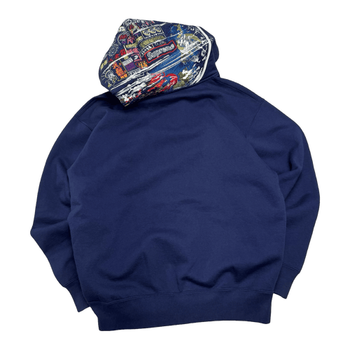 Supreme Globe Zip Up Sweater Navy (USED) | Vintage Clothing Store Canada