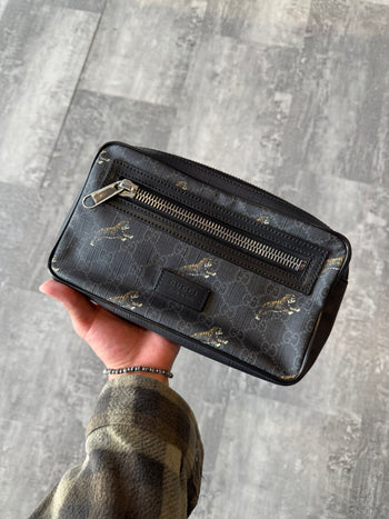 Gucci Tiger Bum Bag Black Canvas