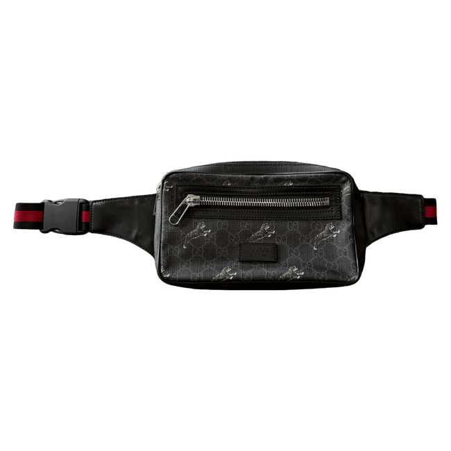 Gucci Tiger Bum Bag Black Canvas