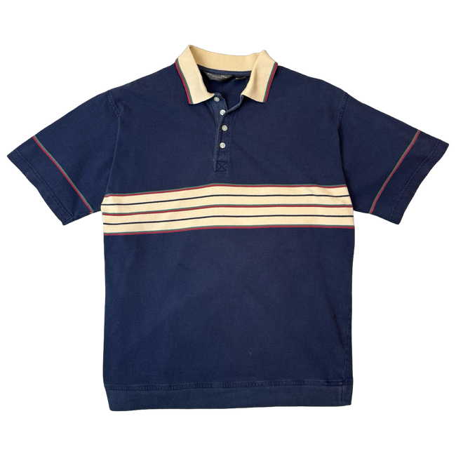 Vintage Christian Dior Striped Polo Rugby Shirt Navy
