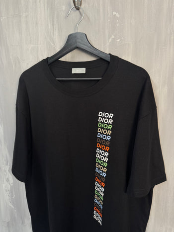Dior Multi Color Logo Tee Black