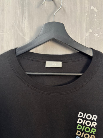 Dior Multi Color Logo Tee Black