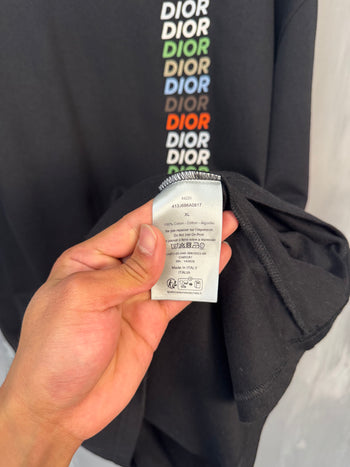 Dior Multi Color Logo Tee Black