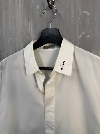 Dior Signature Logo Collared Button Up Longsleeve White