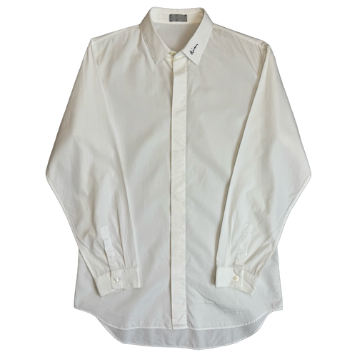 Dior Signature Logo Collared Button Up Longsleeve White | Vintage Clothing Store Canada