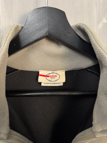 Prada Red Stripe Full Zip Fleece Beige