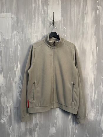 Prada Red Stripe Full Zip Fleece Beige