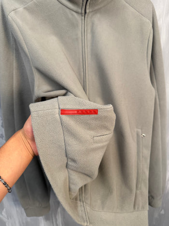 Prada Red Stripe Full Zip Fleece Beige