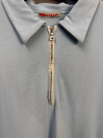 Prada Quarter Zip Polo Shirt Light Blue